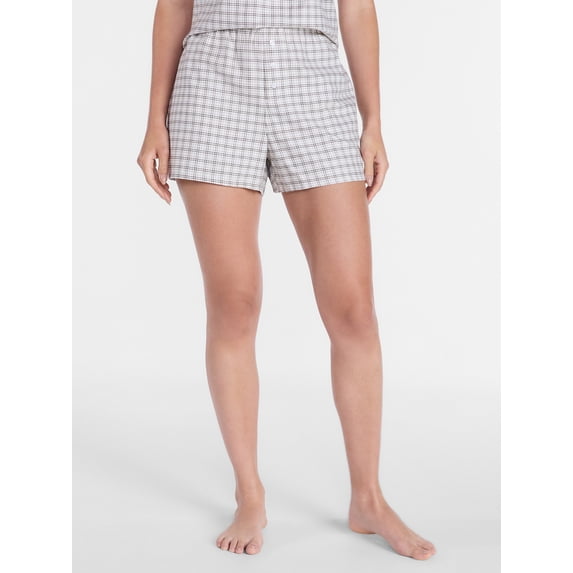 Joyspun Women's Woven Poplin Sleep Shorts, 3'' Inseam, Sizes XS-3X