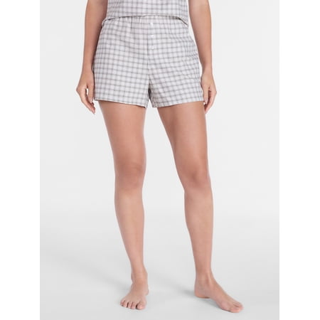 Joyspun Women's Woven Poplin Sleep Shorts, 3'' Inseam, Sizes XS-3X