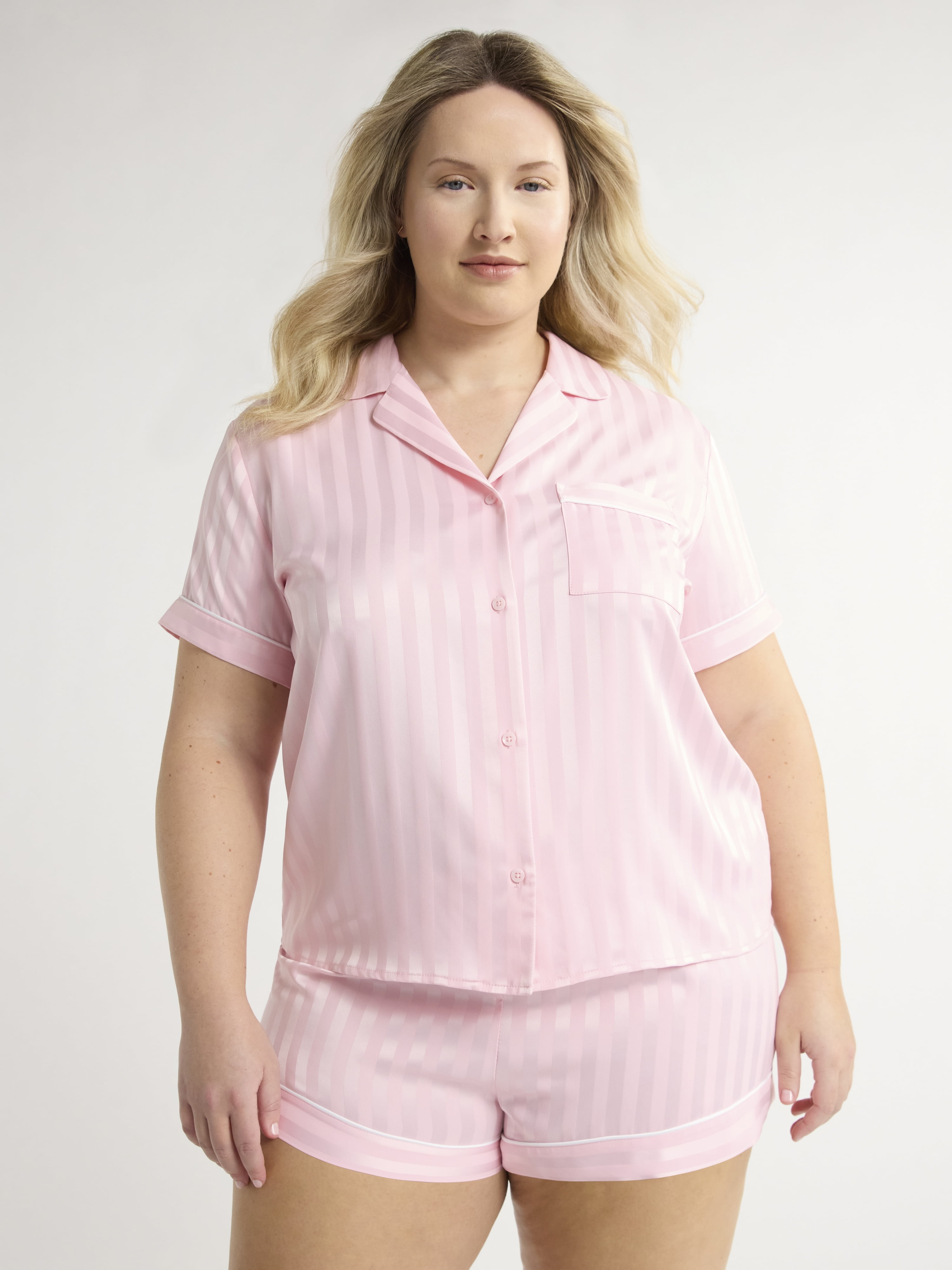 Joyspun Bridal Satin Shortie Pajama Set for Women Plus Size XS to 3X