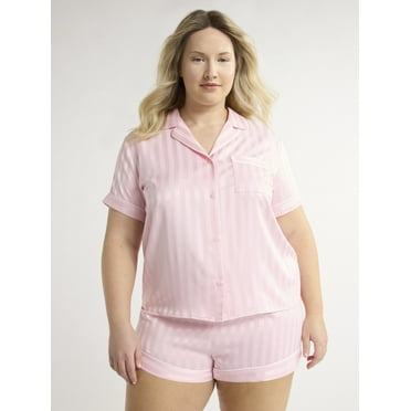Joyspun Women’s and Women’s Plus Bridal Satin Shortie Pajama Set, Sizes XS to 3X
