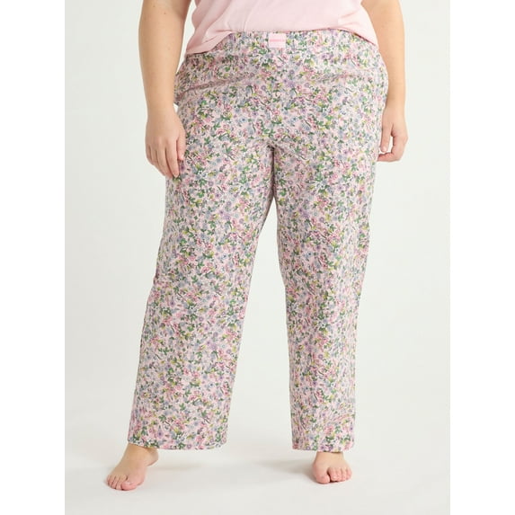 Joyspun Women's and Women’s Plus Cotton Poplin Sleep Pants, Sizes XS to 3X