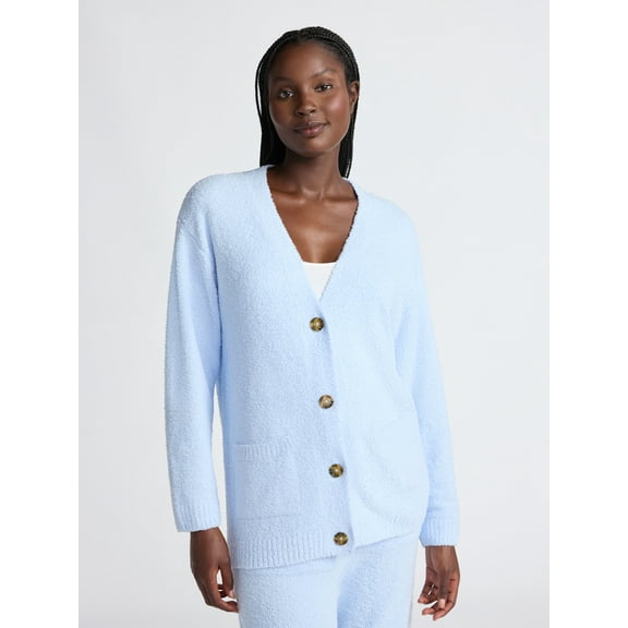 Joyspun Women's Fuzzy Front Pocket Cardigan, Sizes XS-3X