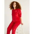 thumbnail image 1 of Joyspun Women’s and Women’s Plus Crew Neck Plush Pajama Set, Sizes XS-3XL, 1 of 4