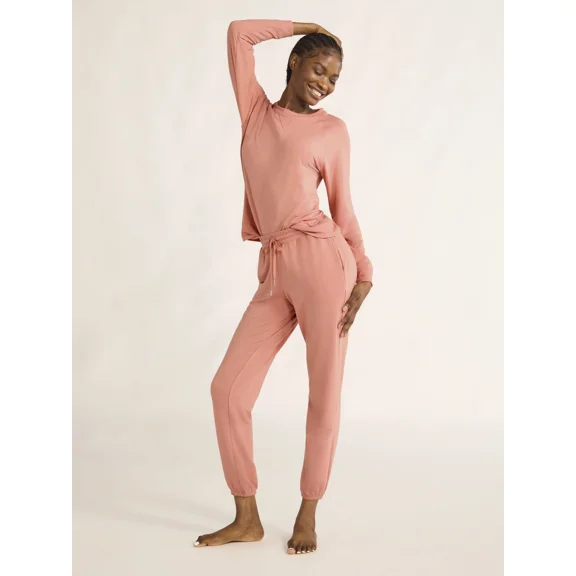 Joyspun Women's and Women’s Plus French Terry Sweatshirt and Joggers Set, 2-Piece, Sizes XS to 3X