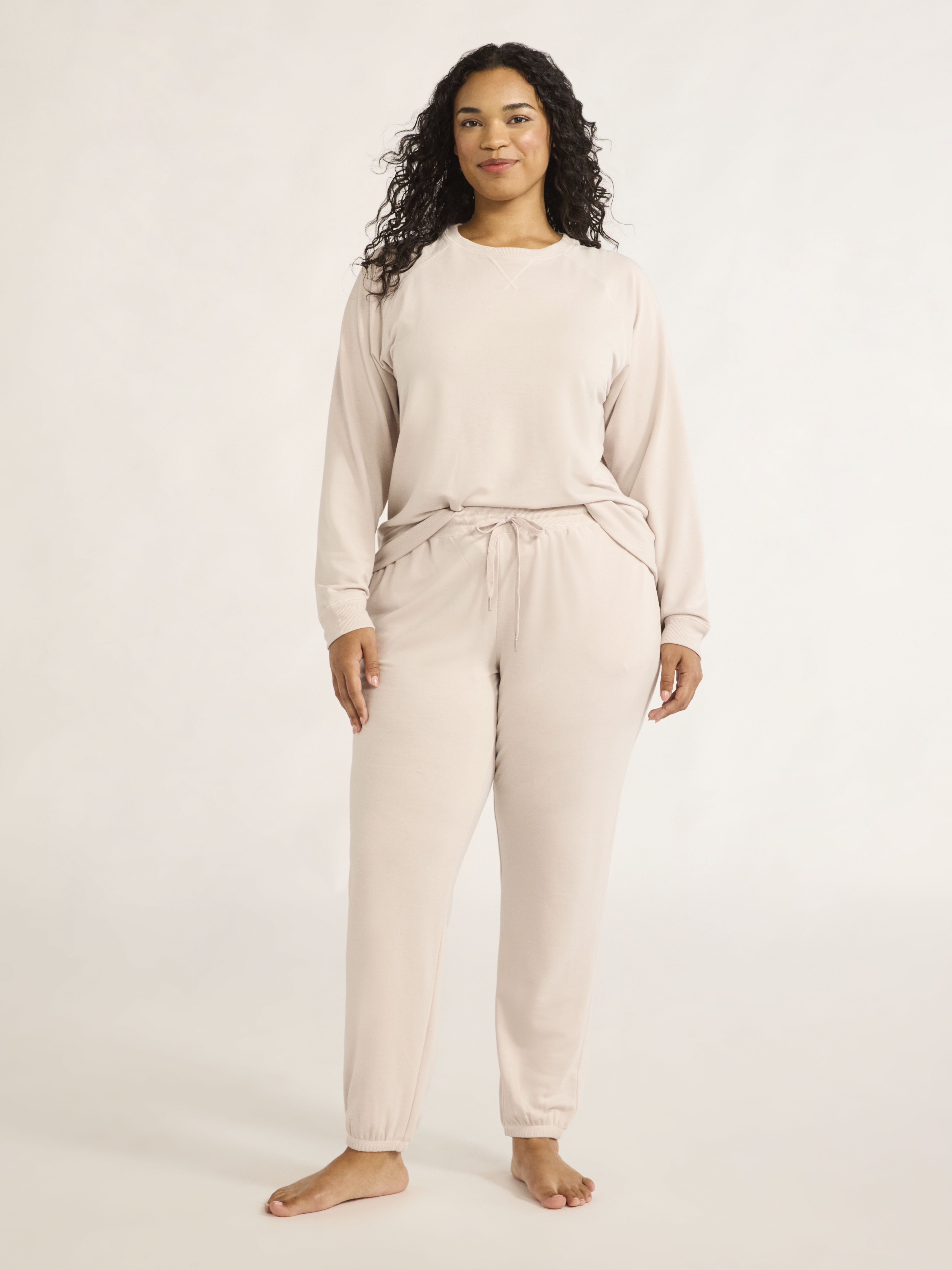 Joyspun Women's and Plus Size French Terry Sweatshirt and Joggers