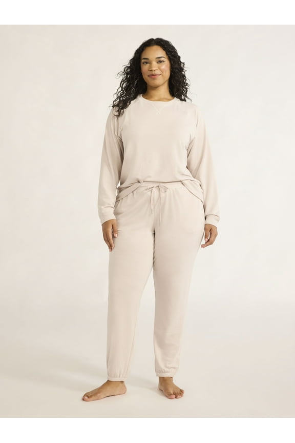 Women's and Women’s Plus French Terry Sweatshirt and Joggers Set, 2-Piece, Sizes XS to 3X