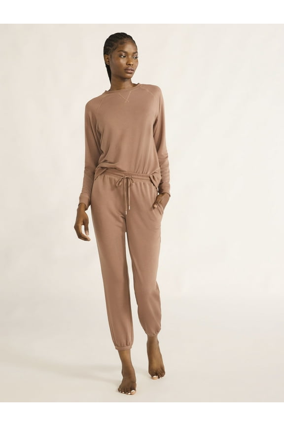 Women's and Women’s Plus French Terry Sweatshirt and Joggers Set, 2-Piece, Sizes XS to 3X