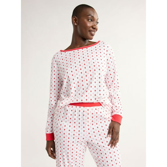 Joyspun Women's and Women’s Plus Jersey Knit Sleep Top with Long Sleeves, Sizes S to 3X