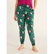 JOYSPUN Women's Plush Pajama Jogger Pants, Sizes XS-3X