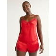 thumbnail image 1 of Joyspun Women’s and Women’s Plus Satin Cami and Shorts Pajama Set with Lace Trim, Sizes XS to 3X, 1 of 6