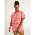 thumbnail image 1 of Joyspun Women's and Women’s Plus Sleep Henley Tee and Boxer Shorts Pajama Set, 2-Piece, Sizes XS-3X, 1 of 6