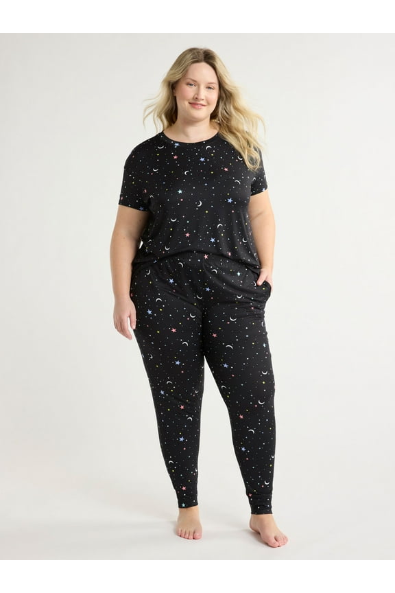 Women's and Women’s Plus Sleep Tee and Joggers Pajama Set, 2-Piece, Sizes XS to 3X