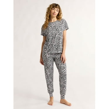 Joyspun Women's and Women’s Plus Sleep Tee and Joggers Pajama Set, 2-Piece, Sizes XS to 3X