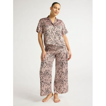 Joyspun Women’s and Women’s Plus Stretch Satin Pajama Set, Sizes S to 3X