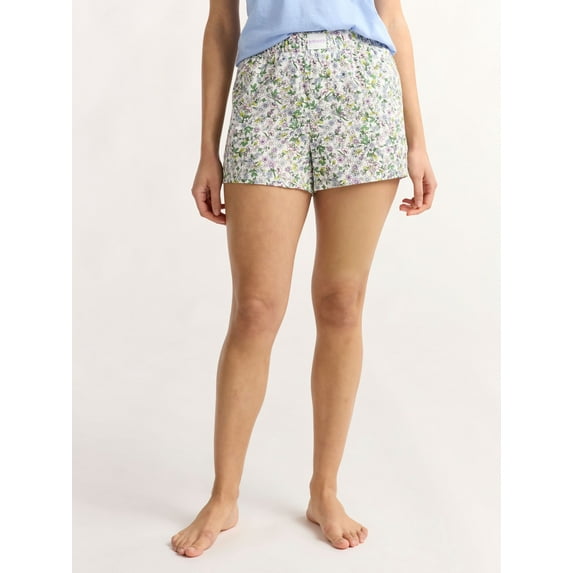 Joyspun Women's Woven Pajama Boxer Shorts, 3'' Inseam, Sizes XS-3X