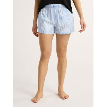 Joyspun Women's Woven Pajama Boxer Shorts, 3'' Inseam, Sizes XS-3X