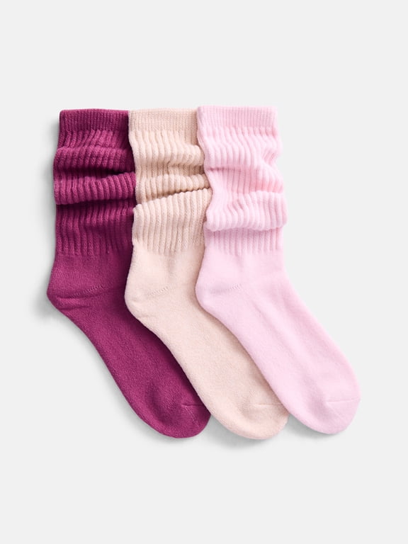 Women's Comfort Slouch Crew Socks, 3-Pack, Size 4-10