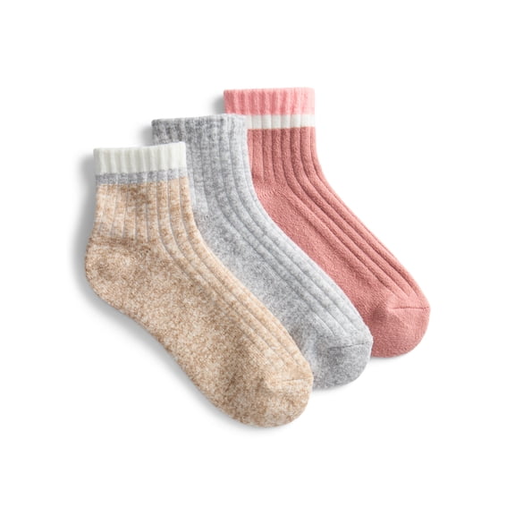 Joyspun Women’s Comfort Cozy Ankle Socks, 3-Pack, Size 4-10