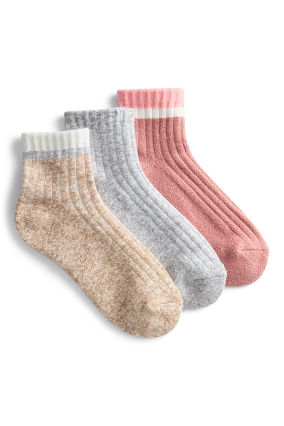 Women’s Comfort Cozy Ankle Socks, 3-Pack, Size 4-10