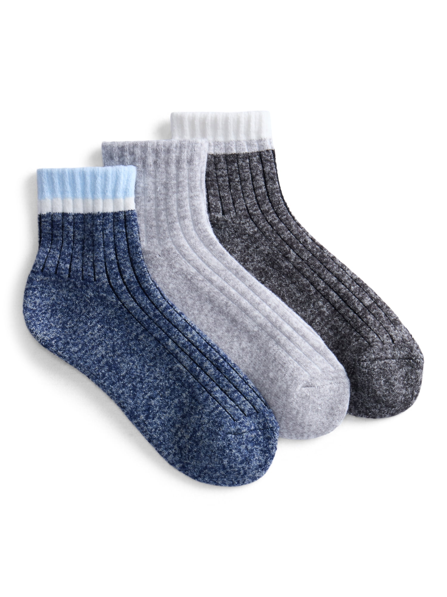 Joyspun Women’s Comfort Cozy Ankle Socks, 3-Pack, Size 4-10