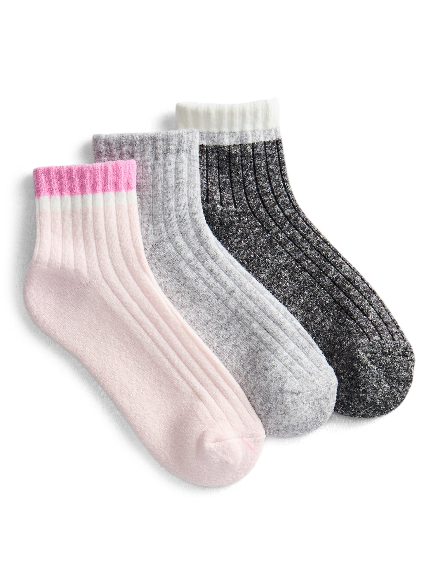 Joyspun Women’s Comfort Cozy Ankle Socks, 3-Pack, Size 4-10