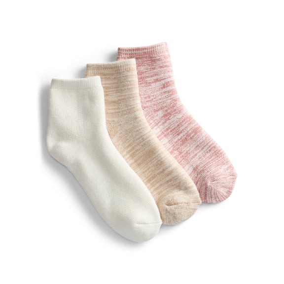 Joyspun Women’s Comfort Full Terry Ankle Socks, 3-Pack, Shoe Sizes 4-10