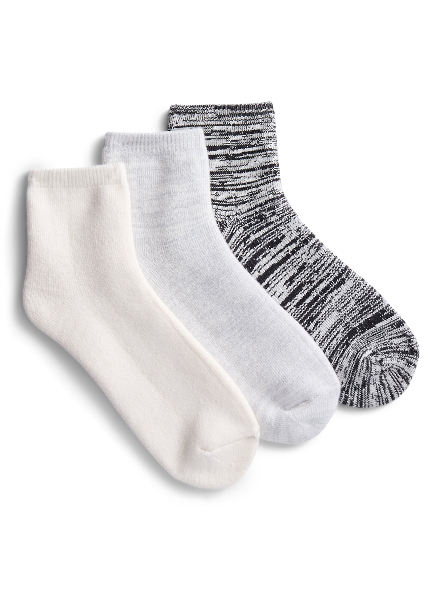 Joyspun Women’s Comfort Full Terry Ankle Socks, 3-Pack, Shoe Sizes 4-10