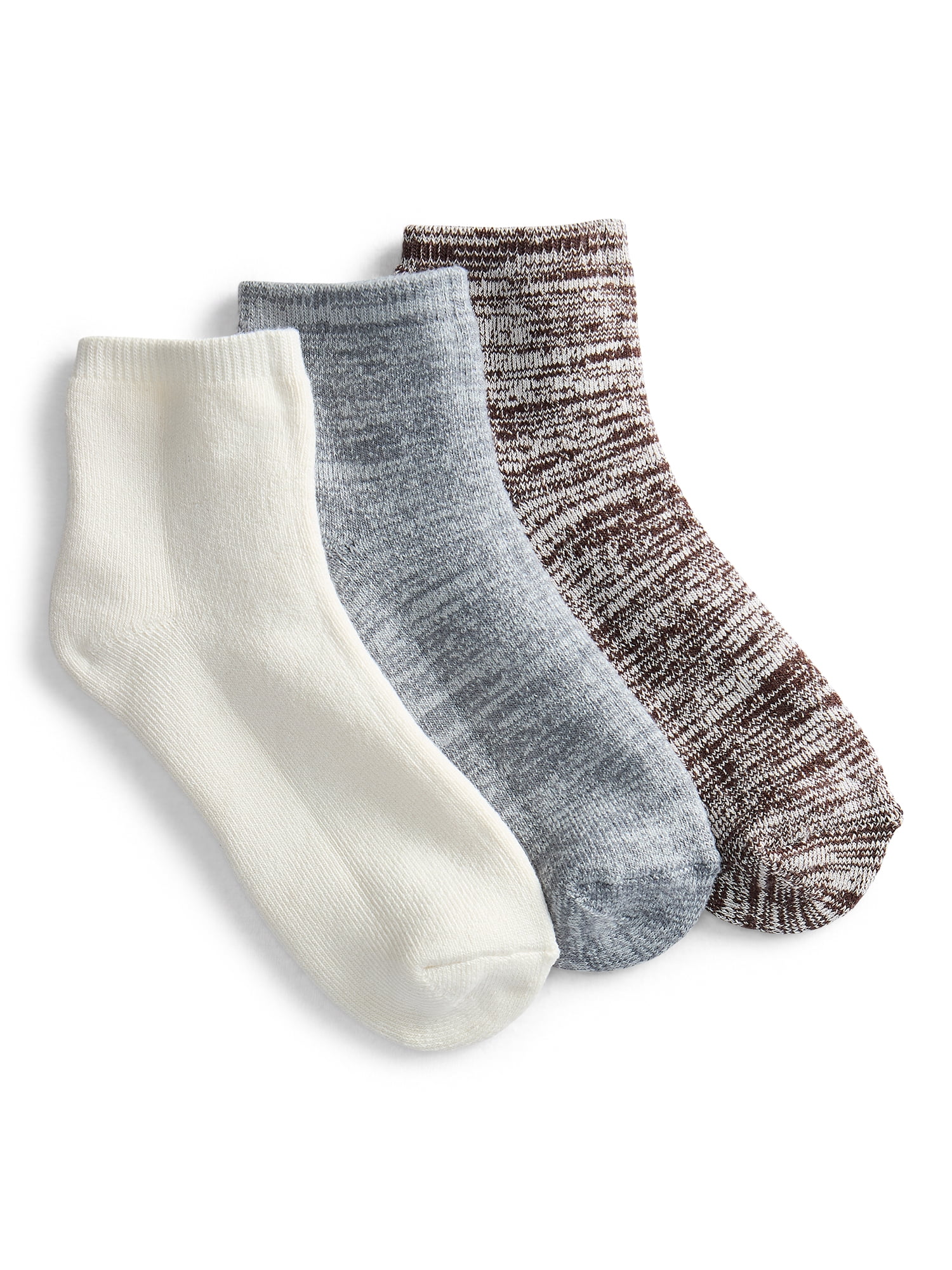 Joyspun Women’s Comfort Full Terry Ankle Socks, 3-Pack, Shoe Sizes 4-10