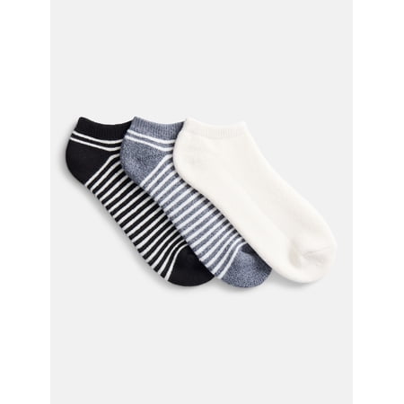 Joyspun Women's Comfort Full Terry Low Cut Socks, 3-Pack, Fits Shoe Size 4-10