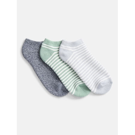 Joyspun Women's Comfort Full Terry Low Cut Socks, 3-Pack, Fits Shoe Size 4-10