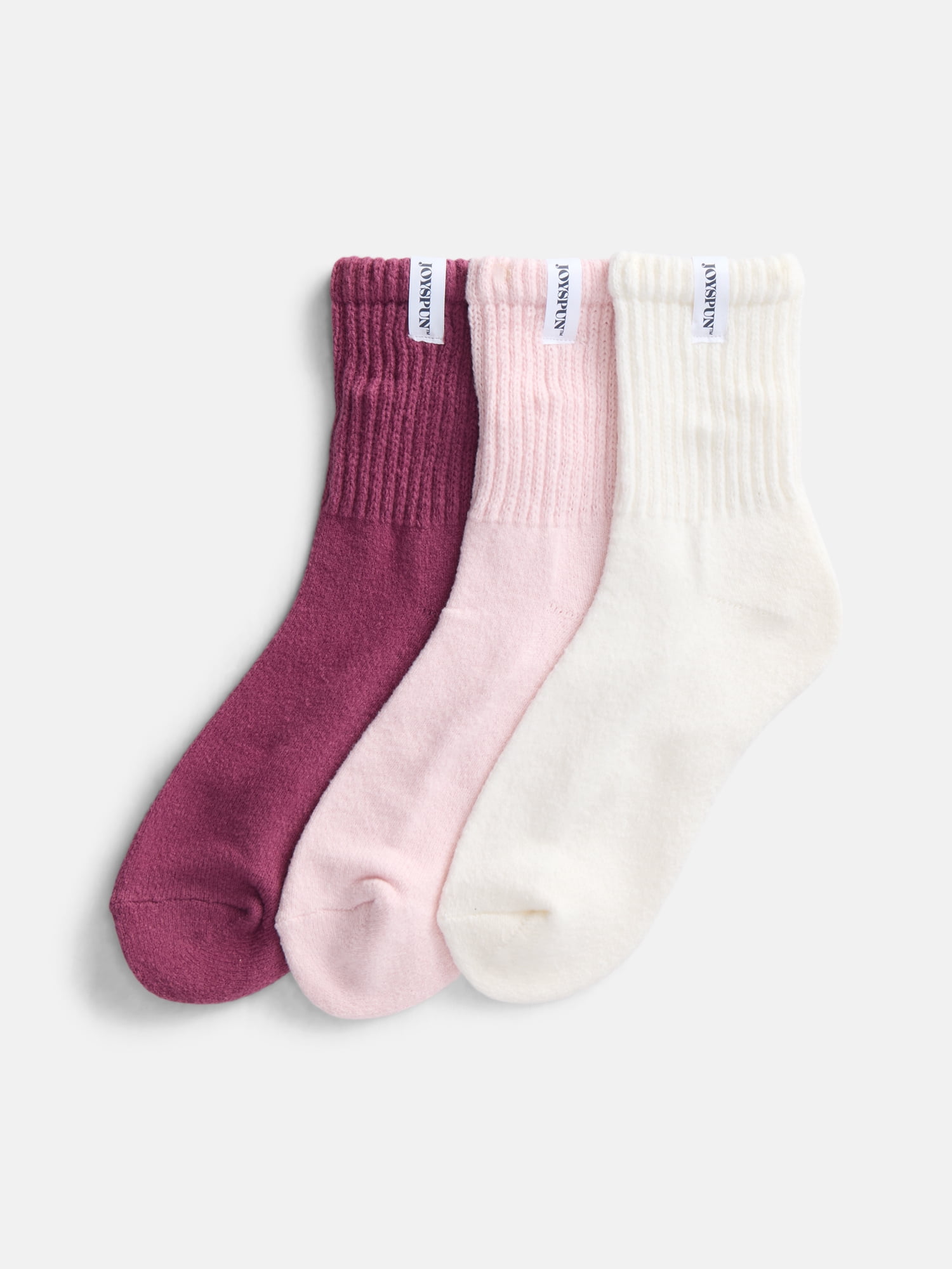 Joyspun Women's Comfort Slouch Ankle Socks, 3-Pack, Size 4-10