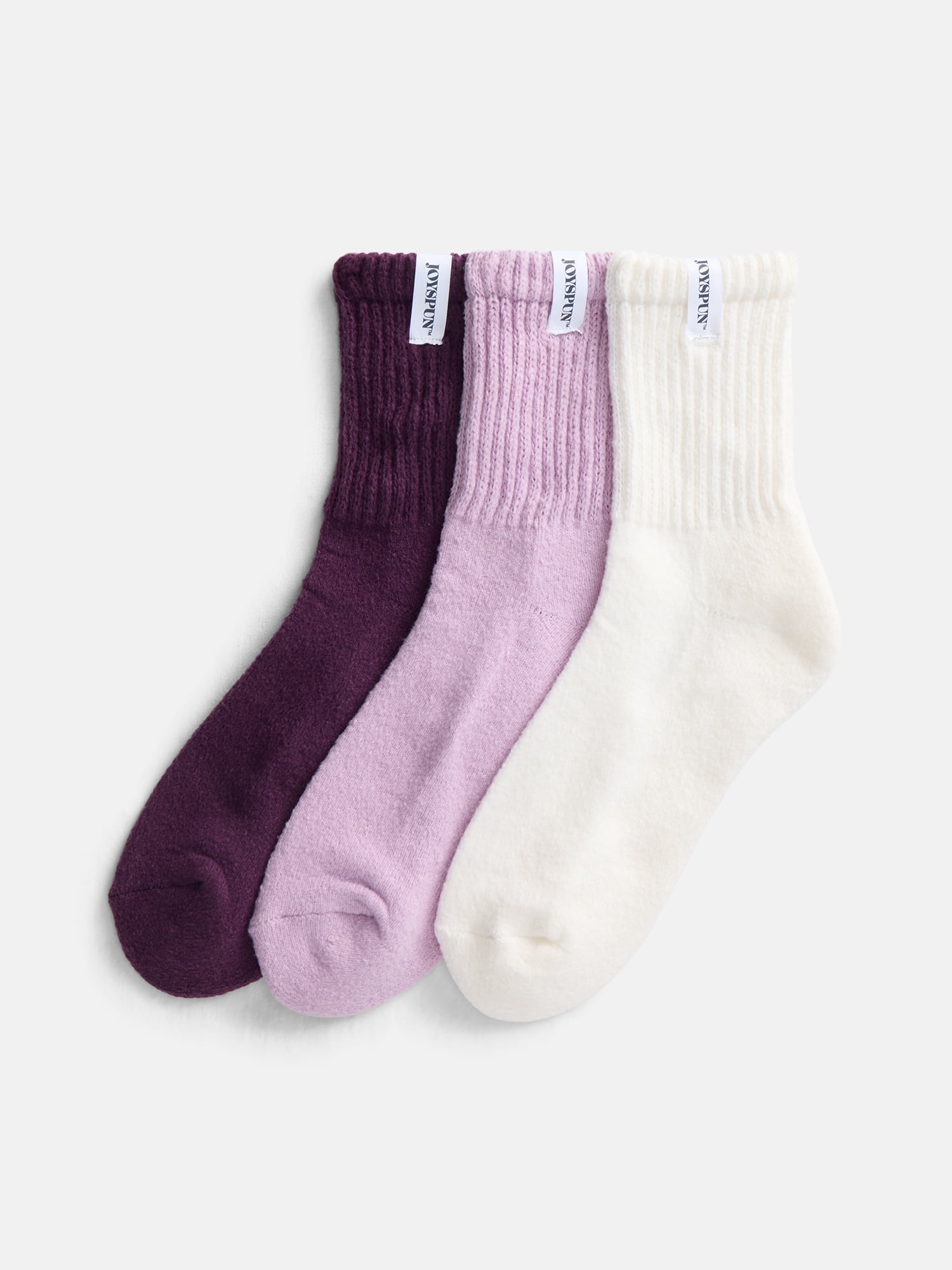 Joyspun Women's Comfort Slouch Ankle Socks, 3-Pack, Size 4-10