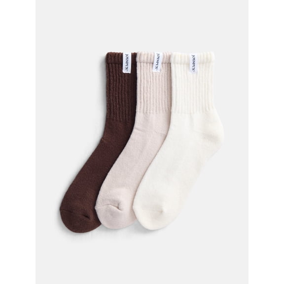 Joyspun Women's Comfort Slouch Ankle Socks, 3-Pack, Size 4-10