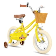 JOYSTAR 12 Inch Girls Bike with Training Wheels & Basket for Ages 2-4, Yellow