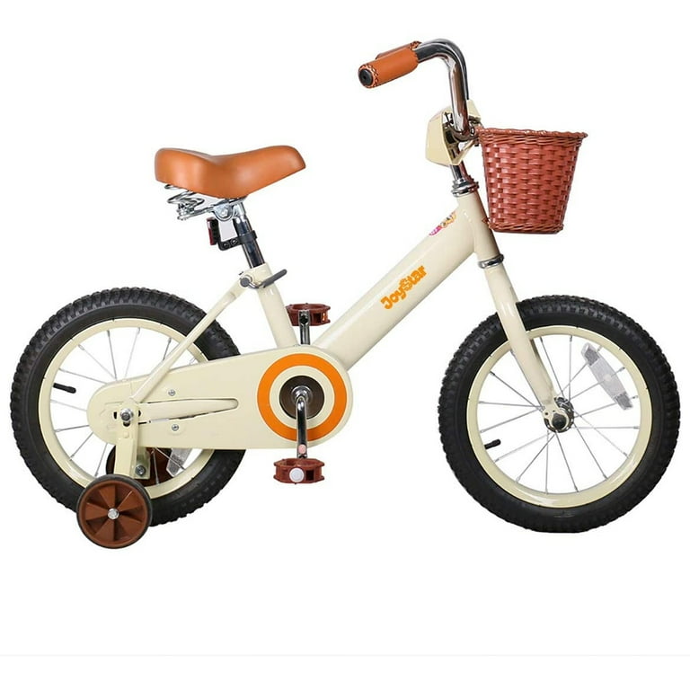 Joystar Vintage 16In Ages 4 to 7 Kids Training Wheel Bike w Basket Ivory