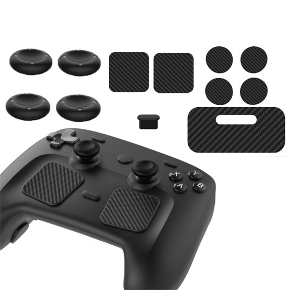 Joystick Caps for Steam Controller 2026, Protective Kit 12Pcs for Steam Controller 2 - Thumb Grips Joystick Cap- Touchpad Stickers - Type-C Dust Plug- Button & Puck Protective Sticker Cover