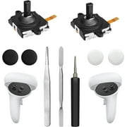 Joystick Replacement Kit for Oculus Quest 2 Controller(11 in one), Repair Kit Accessories for Meta Quest 2 Controller, Include 2 Thumb Sticks, T5 Screwdriver, Tweezer, Pry Tool, 4 Thumbstick Grips