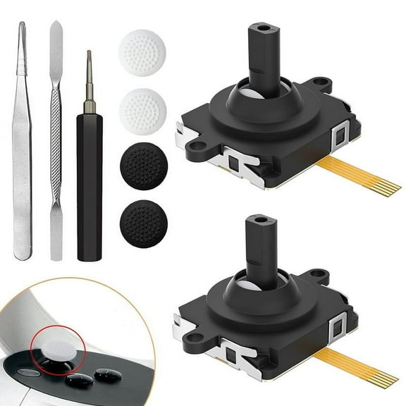 Joystick Replacement Kit for Oculus Quest 2, Repair Kit for Meta Quest 3 Controller, 9 in 1 Joystick Thumbstick Cap Replacement Accessories Parts Drift Repair with Tools