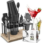Joytable 17 -Piece Black Stainless Steel Bartender Cocktail Shaker Set