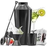 Joytable 8 -Piece Black Steel Cocktail Shaker Set