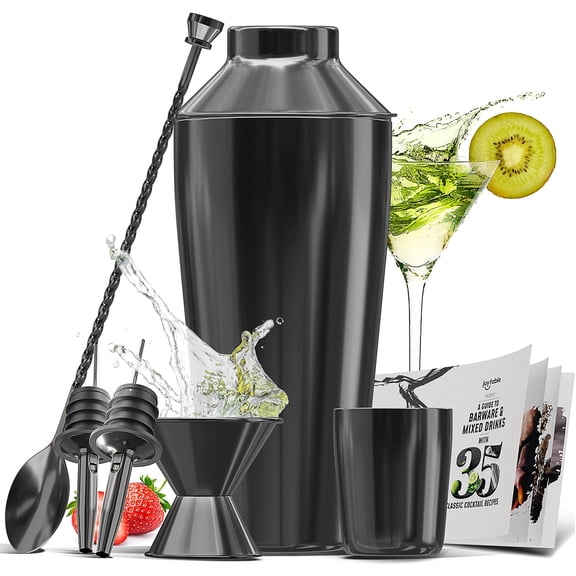 Joytable 8 -Piece Black Steel Cocktail Shaker Set