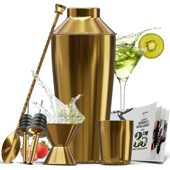 Joytable 8 -Piece Gold Steel Cocktail Shaker Set