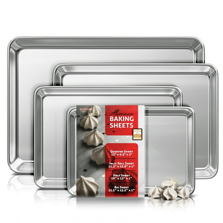 Joytable Aluminum Baking Pans 4 Pack Baking Sheet Steel Cookie sheet Set Steel Baking Sheet Set Nonstick Baking Pan Set 4 Pack Walmart