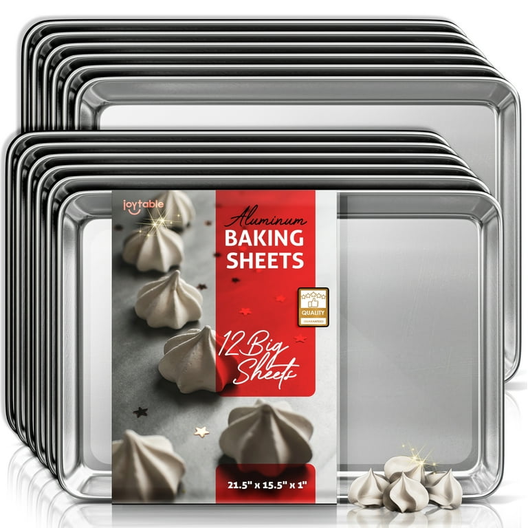 Joytable Aluminum Baking Sheet, Baking Pan Steel Cookie Sheet, Large Size Baking Pan, Nonstick Big Sheet Pan, 12-Piece, Size: 12 Pack, Silver