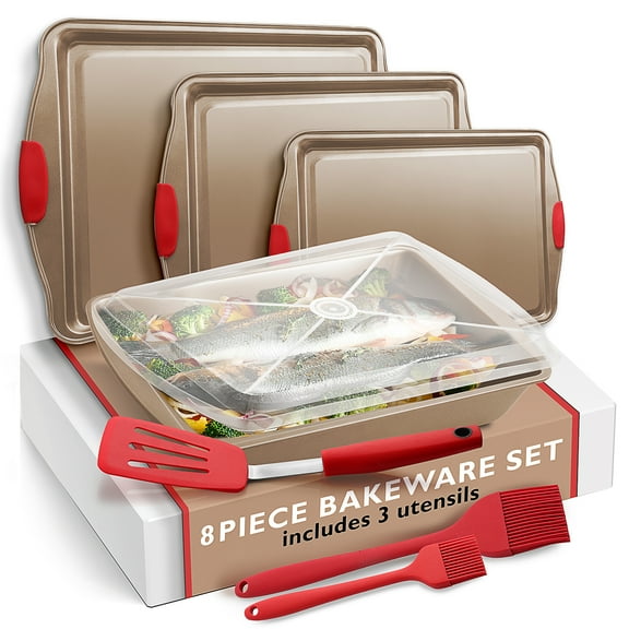 Joytable Cookie Sheet Set, Cookie Sheet Non-Stick Sets for Oven, Brown, 4 Pack