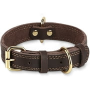 Joytale Dog Collar, Leather Dog Collar, Heavy Duty Dog Collars for Small Dogs, Brown