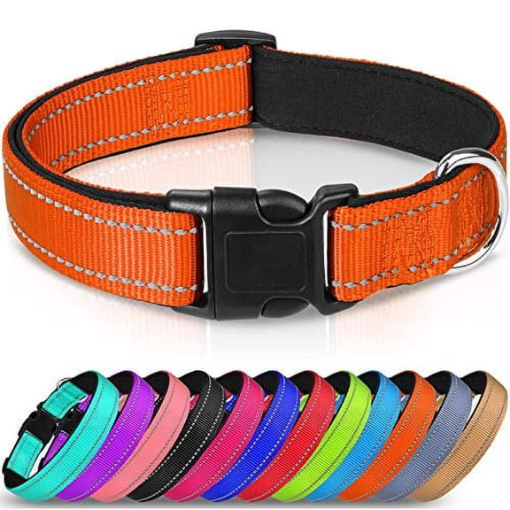 Joytale Dog Collar,Soft Neoprene Padded Breathable Nylon Pet Collar Adjustable for Large Dogs,Orange,L