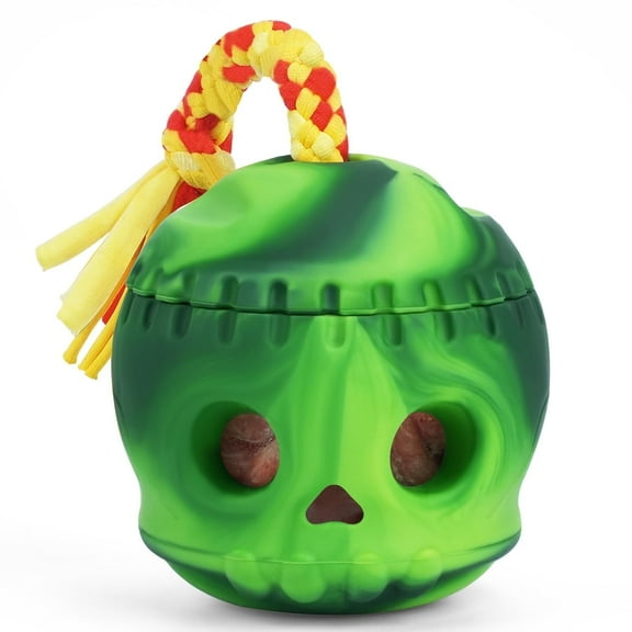 Joytale Indestructible Dog Toy for Aggressive Chewers, Skull Treat Toy with Rope, Fillable Chew Toy for Large Medium Dogs