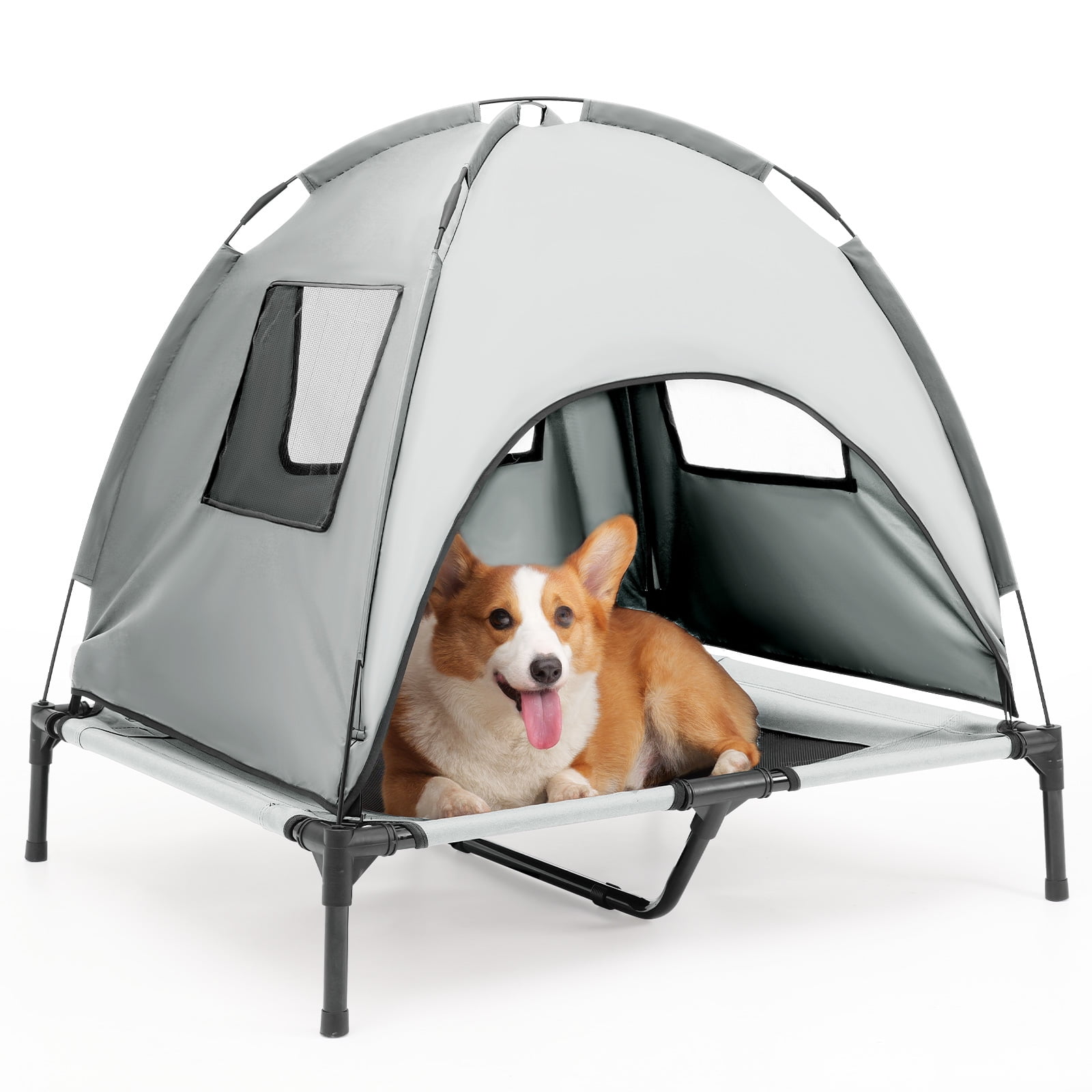 Joytale Elevated Dog Bed with Shade Canopy, Outdoor Dog Beds for Dogs