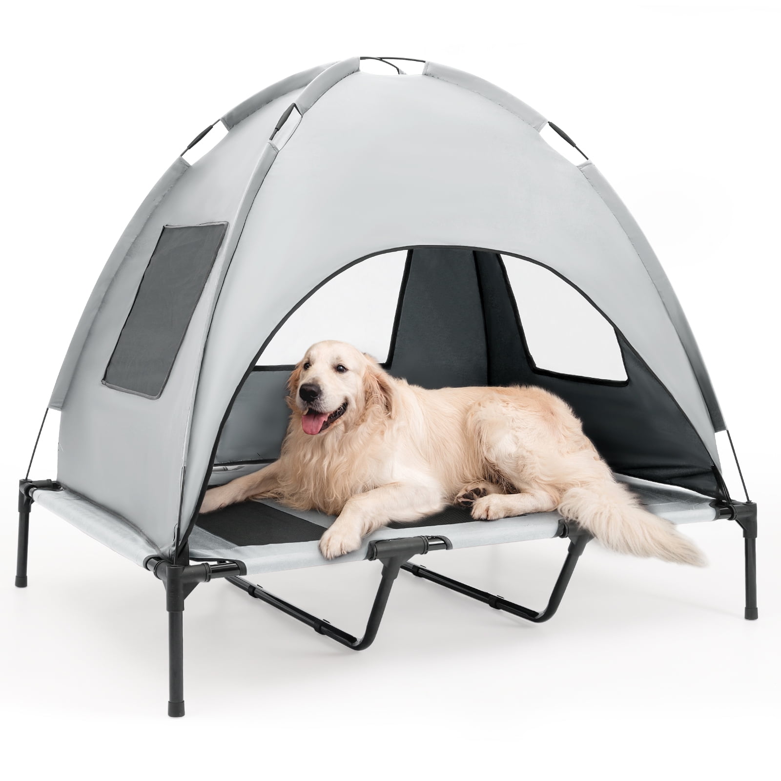 Joytale Elevated Dog Bed with Shade Canopy, Outdoor Dog Beds for Dogs